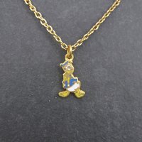 Vintage Donald Duck Pendant Necklace Kids Licensed Disney Enamel