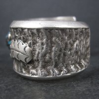 Turquoise Cuff Bracelet 6.25 Inches Heavy Vintage Native American Sandcast Aztec