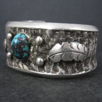 Turquoise Cuff Bracelet 6.25 Inches Heavy Vintage Native American Sandcast Aztec