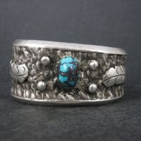 Turquoise Cuff Bracelet 6.25 Inches Heavy Vintage Native American Sandcast Aztec