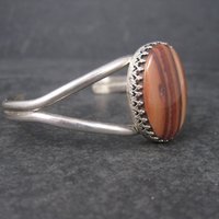 Vintage Southwestern Sterling Agate Cuff Bracelet 6 Inches