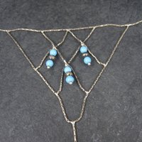 Vintage Sterling Turquoise Bead Liquid Slave Bracelet 7 Inches