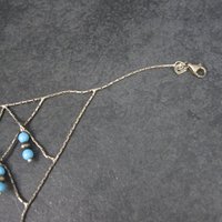 Vintage Sterling Turquoise Bead Liquid Slave Bracelet 7 Inches