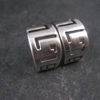 Vintage Sterling Greek Key Half Hoop Earrings
