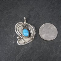 Vintage Navajo Sterling Turquoise Feather Pendant Steven Apache