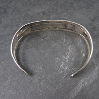 Vintage Southwestern Sterling Malachite Mother of Pearl Cuff Bracelet 6 Inches