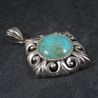 Vintage 90s Sterling Turquoise Pendant Thailand