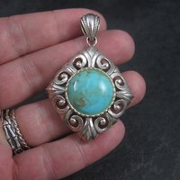 Vintage 90s Sterling Turquoise Pendant Thailand