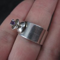 Vintage Sterling High Set Amethyst Ring Size 6.5