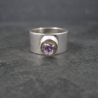 Vintage Sterling High Set Amethyst Ring Size 6.5