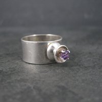 Vintage Sterling High Set Amethyst Ring Size 6.5