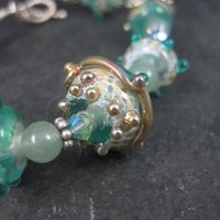Art Glass Green Lampwork Toggle Bracelet 8 Inches