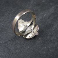 Vintage Southwestern Sterling Paua Shell Feather Ring Size 5.5