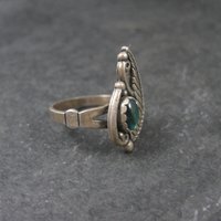 Vintage Southwestern Sterling Paua Shell Feather Ring Size 5.5