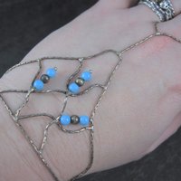 Vintage Sterling Turquoise Bead Liquid Slave Bracelet 7 Inches