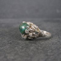 Unusual Vintage Sterling Chrysocolla Leaf Ring Size 5