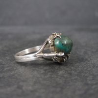 Unusual Vintage Sterling Chrysocolla Leaf Ring Size 5