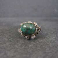 Unusual Vintage Sterling Chrysocolla Leaf Ring Size 5