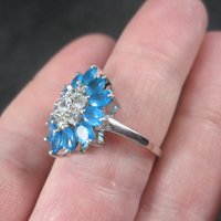 Vintage Topaz Flower Ring Size 7 Sterling