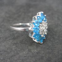 Vintage Topaz Flower Ring Size 7 Sterling