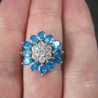 Vintage Topaz Flower Ring Size 7 Sterling