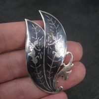 Vintage Siam Sterling Niello Goddess Brooch