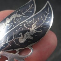 Vintage Siam Sterling Niello Goddess Brooch