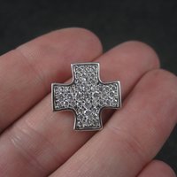 Retro Sterling Cz Maltese Cross Pendant