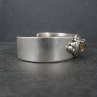 Heavy Southwestern Sterling Citrine Cuff Bracelet 6.5 Inches