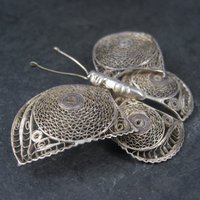 Estate Spun Sterling Butterfly Brooch
