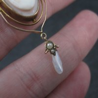 Antique 10K Seed Pearl Cameo Pendant