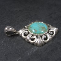 Vintage 90s Sterling Turquoise Pendant Thailand