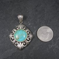 Vintage 90s Sterling Turquoise Pendant Thailand