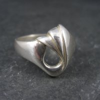 Vintage Modernist Sterling Tulip Ring Size 10