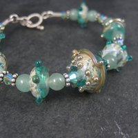 Art Glass Green Lampwork Toggle Bracelet 8 Inches