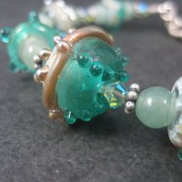 Art Glass Green Lampwork Toggle Bracelet 8 Inches