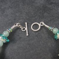 Art Glass Green Lampwork Toggle Bracelet 8 Inches