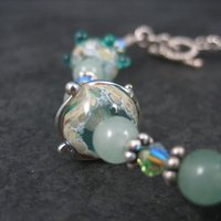 Art Glass Green Lampwork Toggle Bracelet 8 Inches