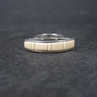 Unique Southwestern Sterling Angel Skin Coral Inlay Ring Size 6