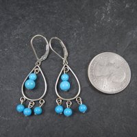 Vintage Sterling Blue Bead Dangle Earrings