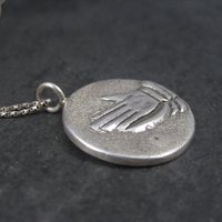 Vintage Sterling Praying Hands Pendant Necklace