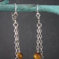 Sterling Leverback Tigers Eye Earrings