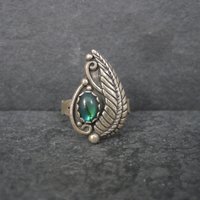Vintage Southwestern Sterling Paua Shell Feather Ring Size 5.5