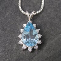 Vintage 14K Topaz Diamond Necklace