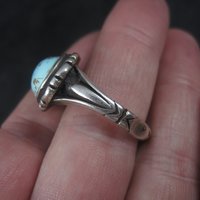 Unusual Vintage Sterling Turquoise Ring Size 9.75