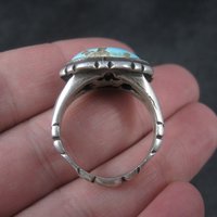 Unusual Vintage Sterling Turquoise Ring Size 9.75