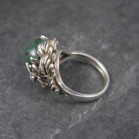 Unusual Vintage Sterling Chrysocolla Leaf Ring Size 5