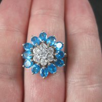 Vintage Topaz Flower Ring Size 7 Sterling