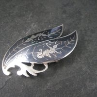 Vintage Siam Sterling Niello Goddess Brooch