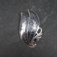 Vintage Siam Sterling Niello Goddess Brooch